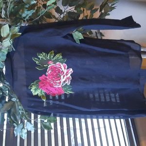 Black Sheer Top Button Up